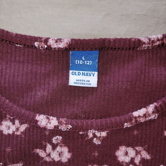 Old navy size L 10/12 ribbed floral Printed Knit longsleeve Shirt - Picture 2 of 2